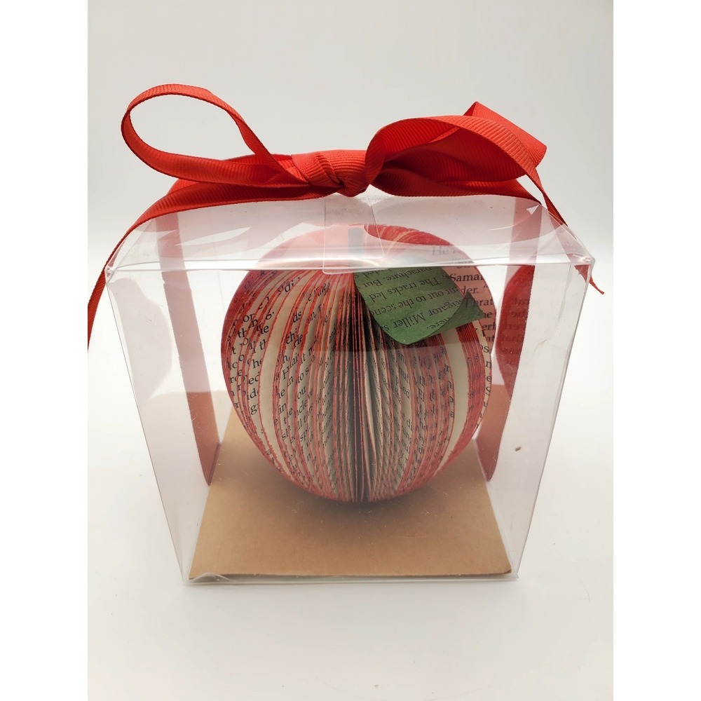 3D Recycled Book Art Apple Decor - Book Lover or Teacher Gift